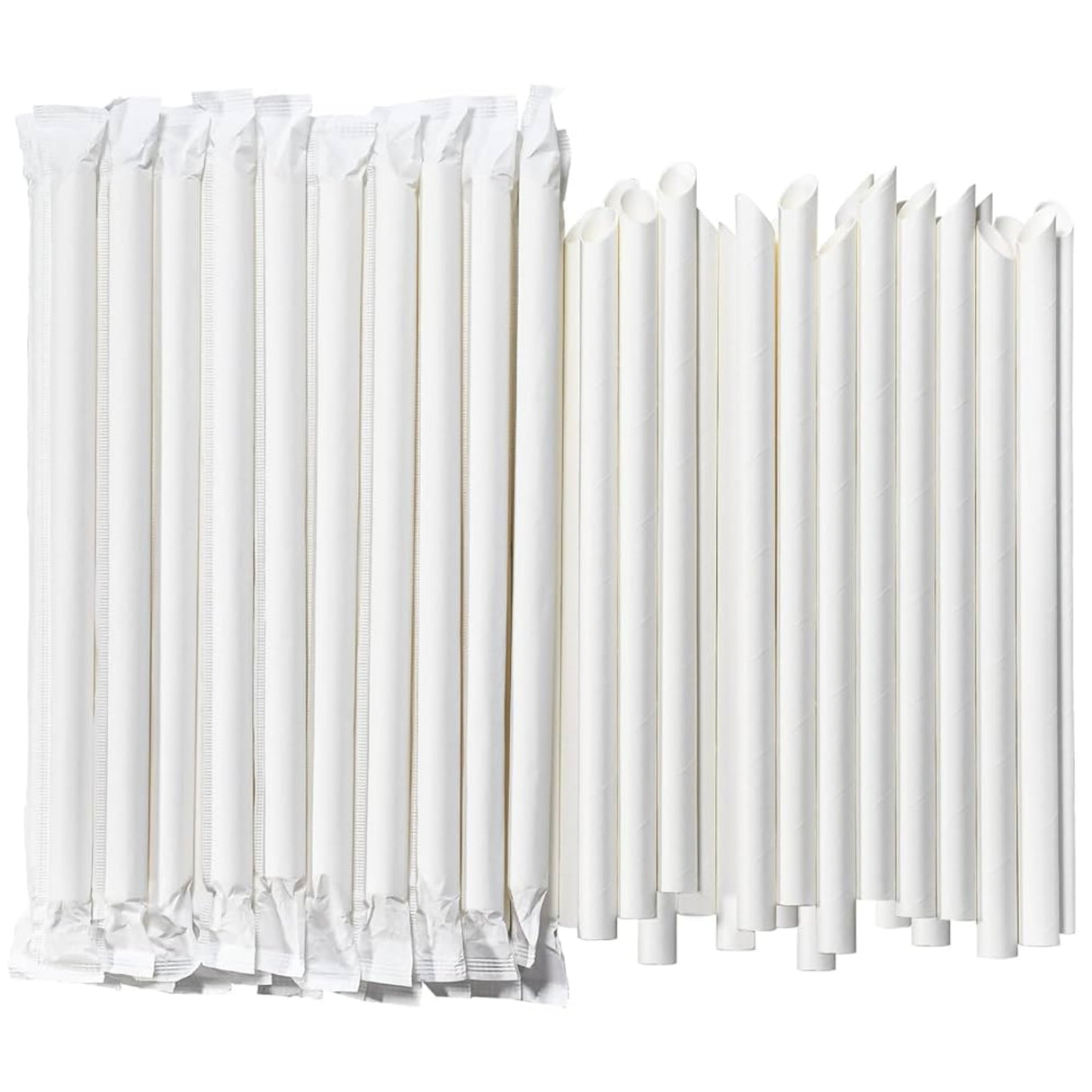 Wrapped PLA White Bubble Tea Straw - 100pk