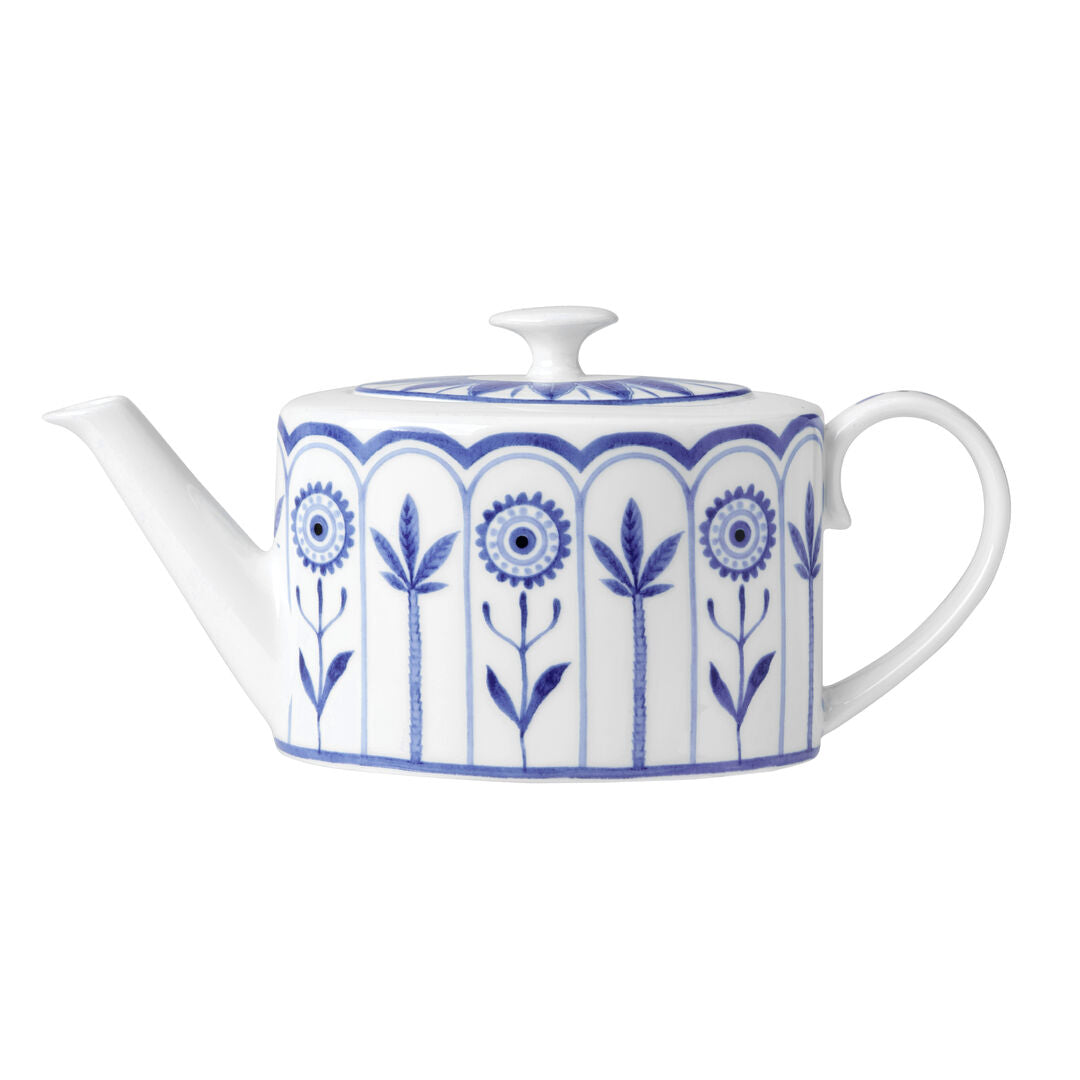 Sultan's Garden Blue Coupe 2 Cup Oval Teapot 10cm 55cl (4" 19 1/3oz) - Pack 6
