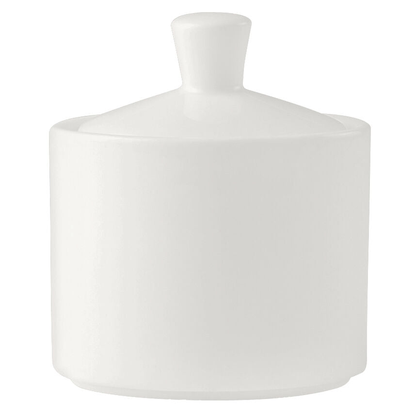 Monaco White Vogue Covered Sugar Pot 22.75cl (8oz) - Pack 6