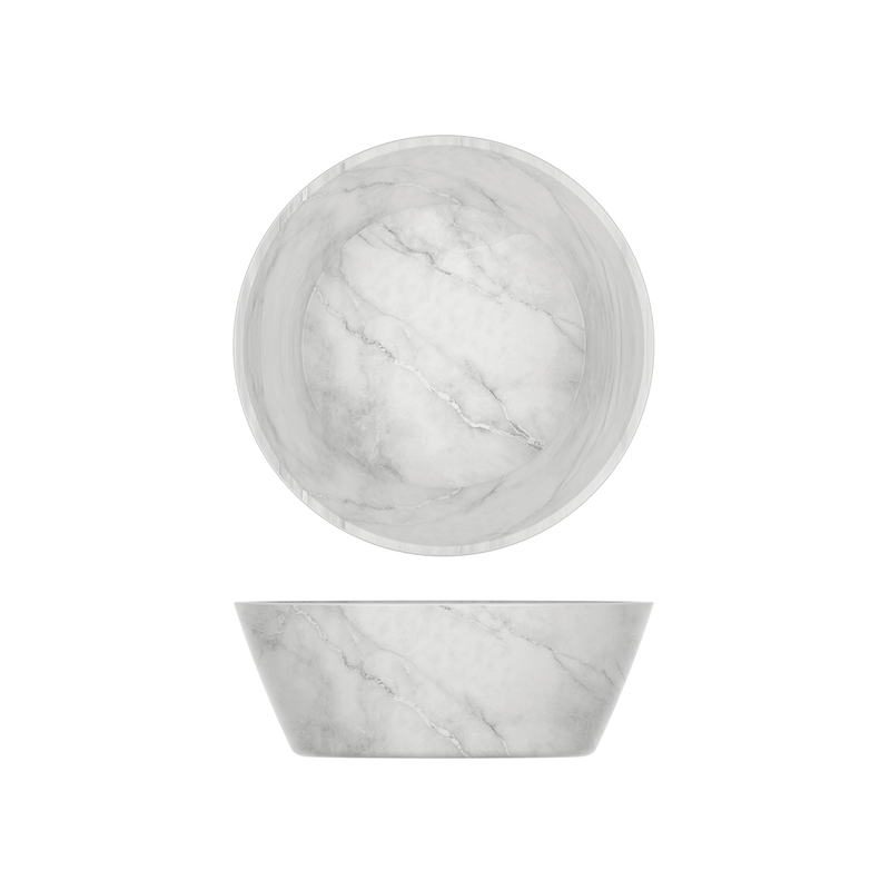 White Marble Agra Melamine Bowl 20.5 x 7.5cm
