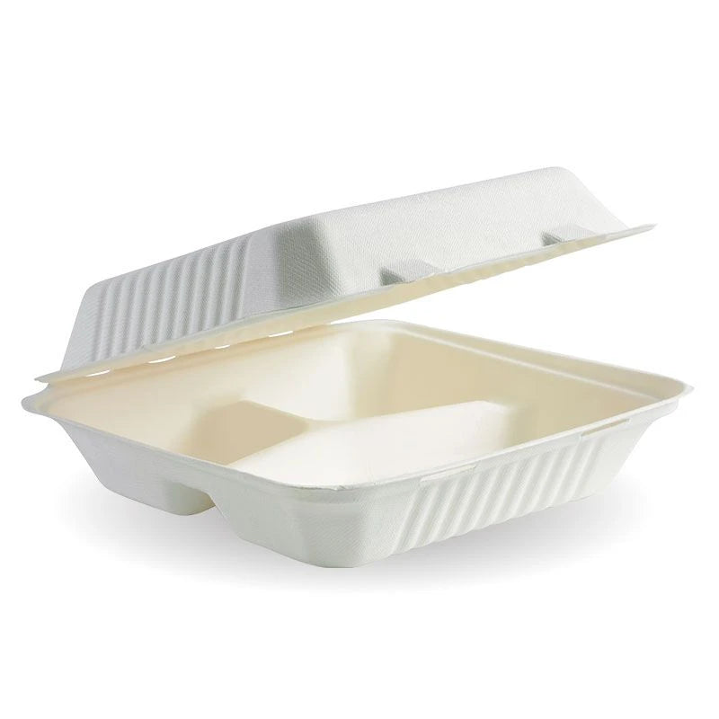 Bagasse Meal Box 9x9 - 3 Compartment - 200Pk