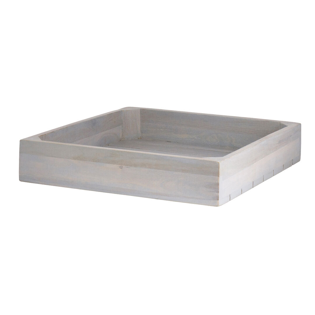 Fusion Grey Wash Wood Flat Basket 35.6cm (14") - Pack 1