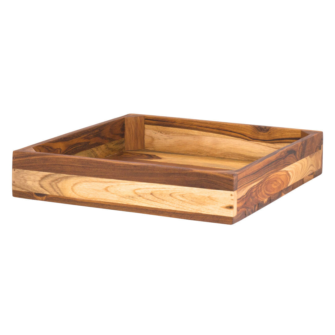 Fusion Teak Wood Flat Basket 35.6cm (14") - Pack 1