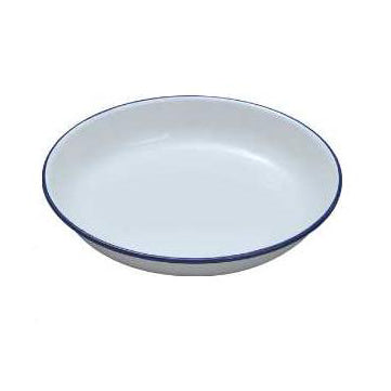 Enamel Rice/Pasta Plate Blue and White 18cm