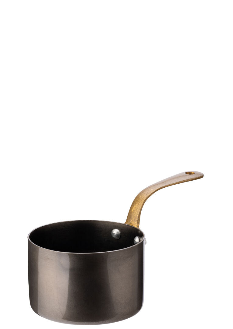 Black Vintage Steel Mini Sauce Pan 3.5" (9cm) - Pack 6