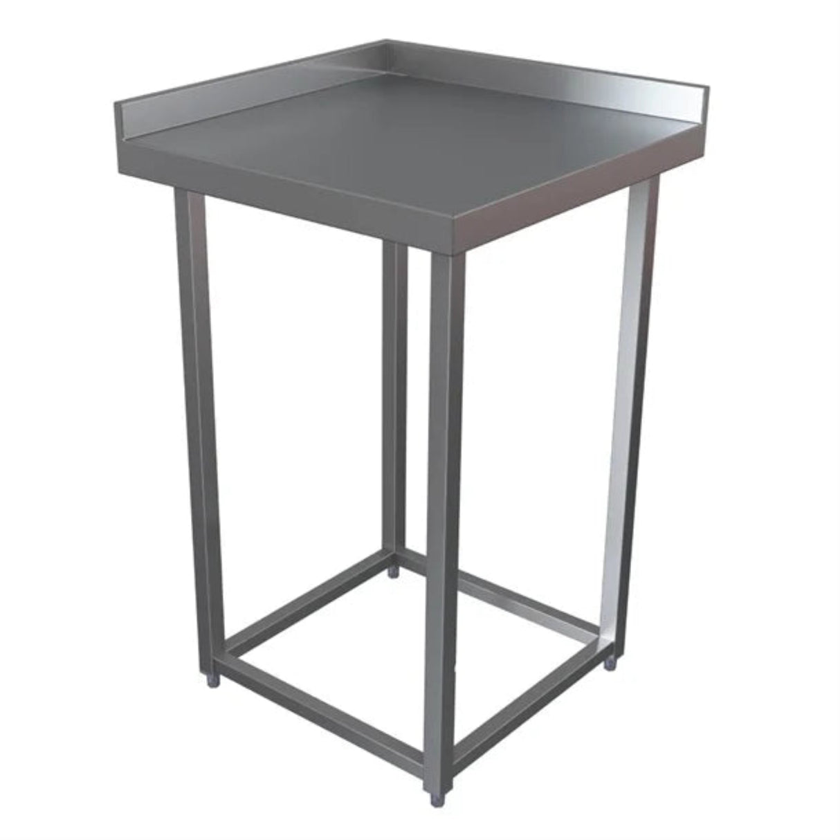Gray metal side table on a white background