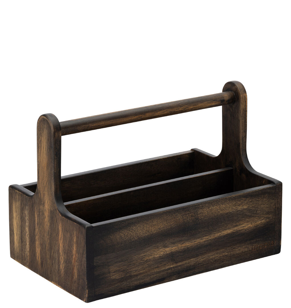 Large Black Wooden Table Caddy - Pack 2