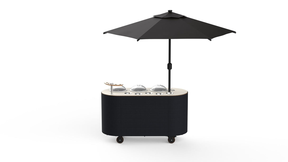 Oval Vanilla & Black Gelato Cart with Umbrella - Pack 1