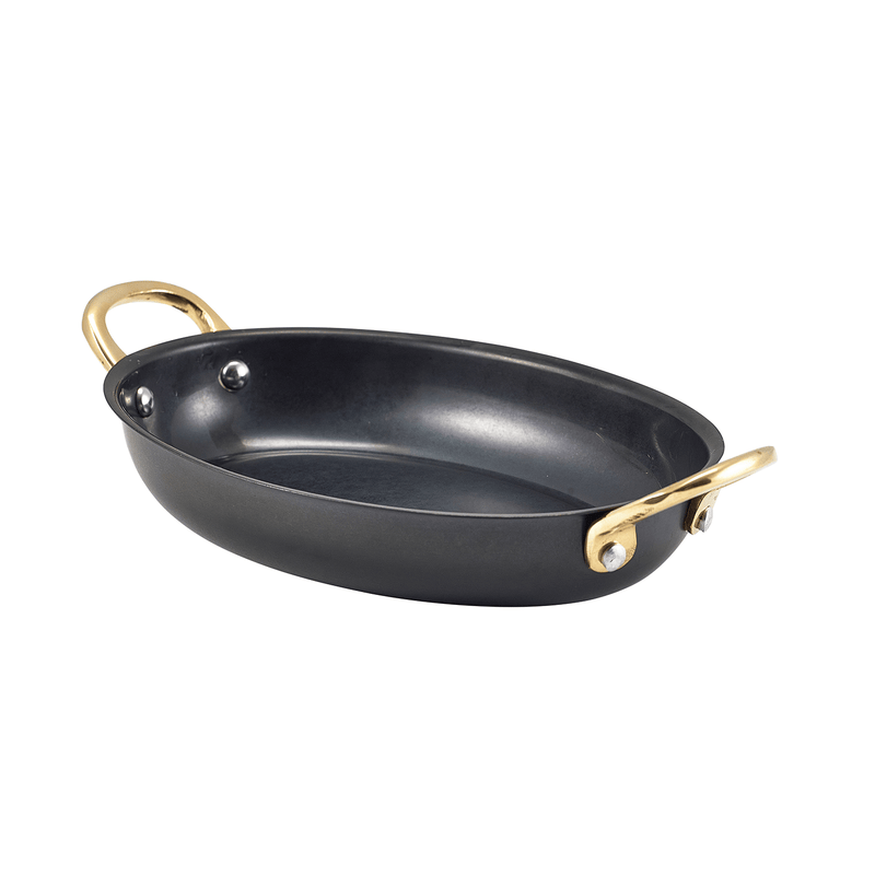 GenWare Black Vintage Steel Oval Dish 18.5 x 13.5cm - Pack 6