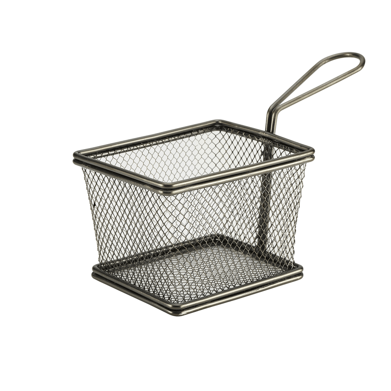 Black Serving Fry Basket Rectangular 12.5 x 10 x 8.5cm