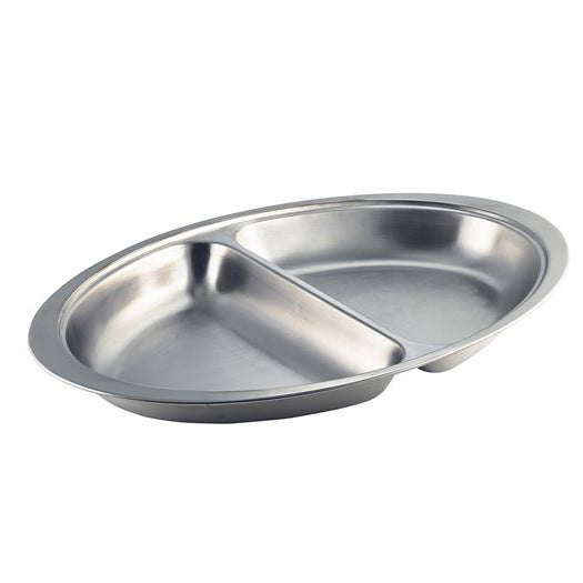 Stainless Steel Two Division Oval Banqueting Dish