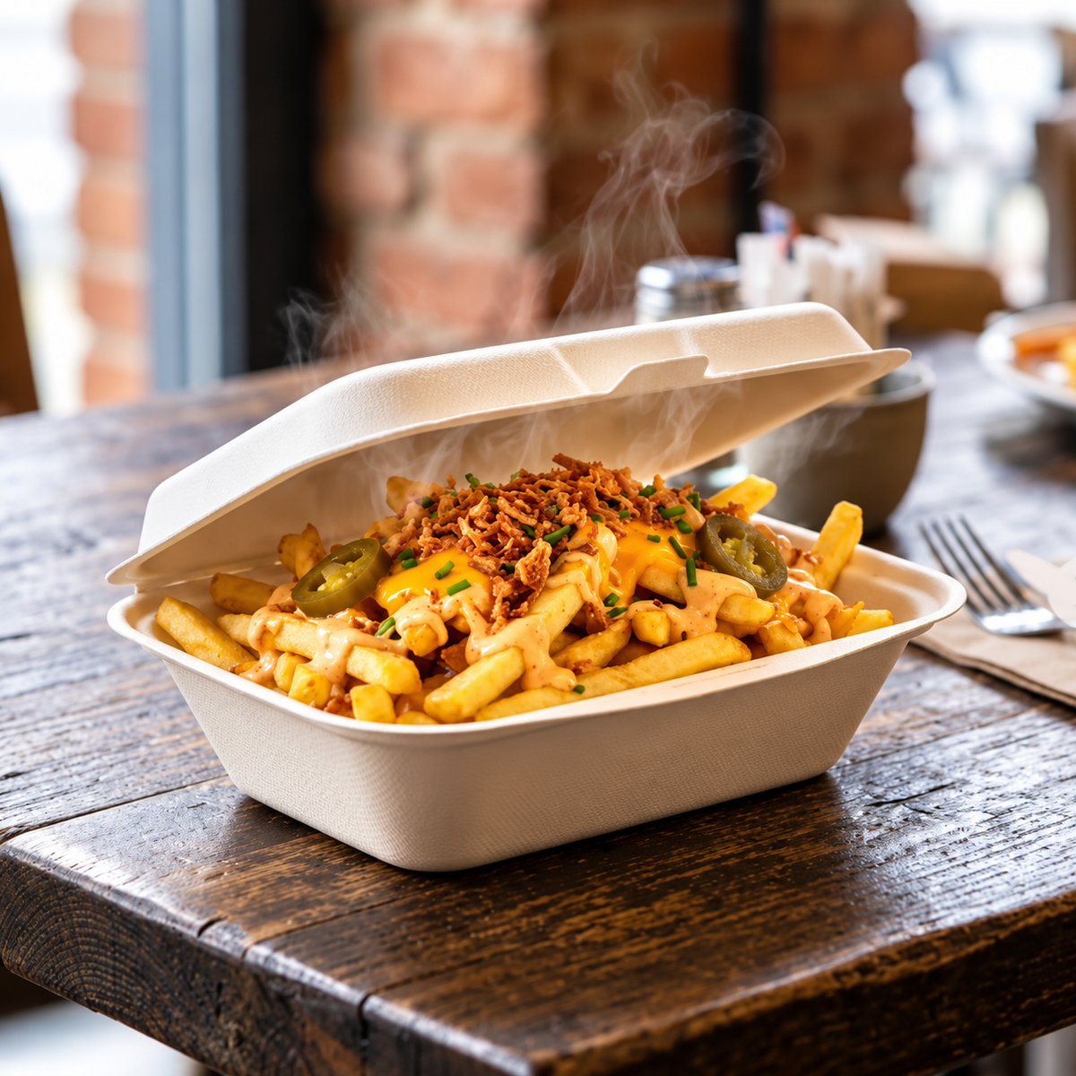chips ina bagasse box