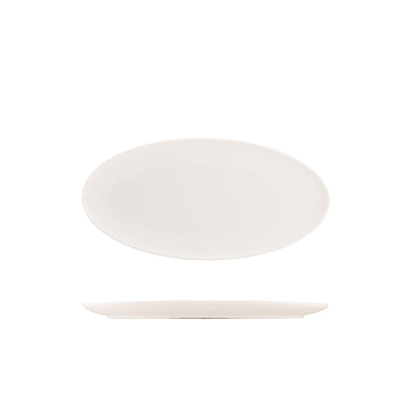 Genware Porcelain Narrow Oval Plate 30cm/ 11.5" - Pack 6