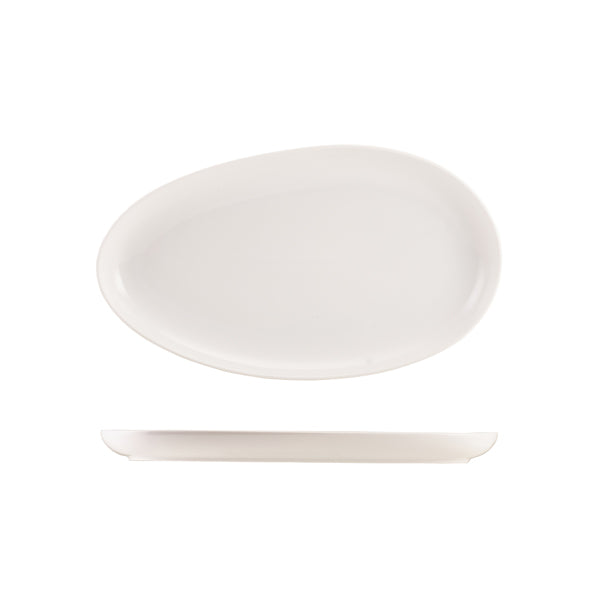 Genware Porcelain Organic Oval Plate 34.5cm/ 13.5" - Pack 4