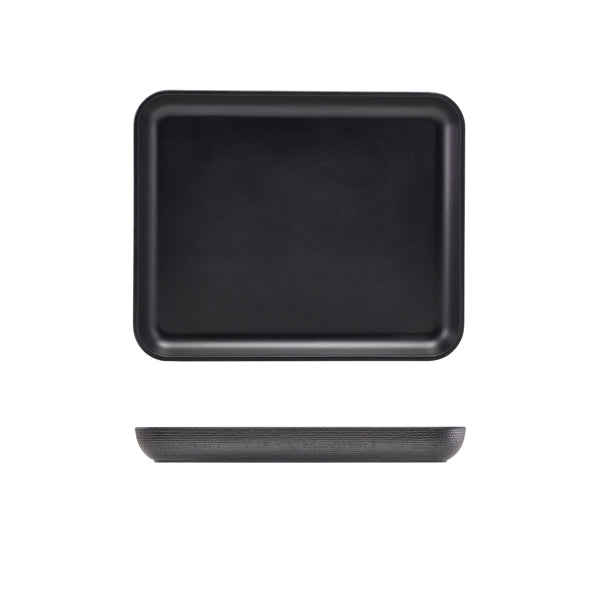 GenWare Melamine Black Jute Platter GN 1/2 - Pack 1