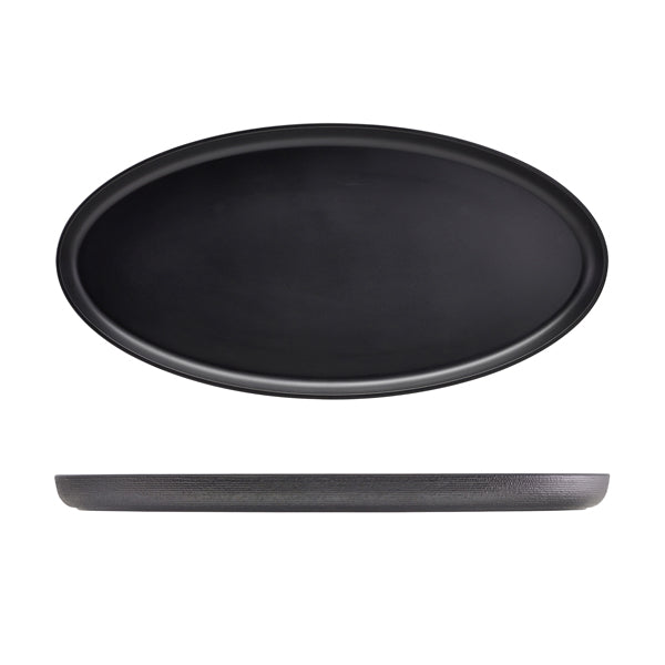 GenWare Melamine Black Jute Oval Dish 55 x 27.5 x 3.5cm - Pack 1