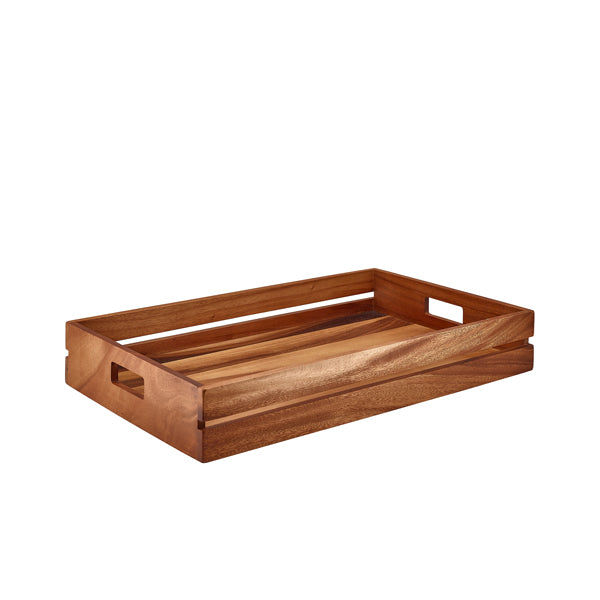 Genware Acacia Wood Low Box/ Riser GN 1/1 - Pack 1
