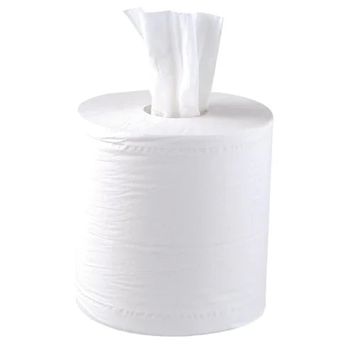 Roll of white tissue on a white background
