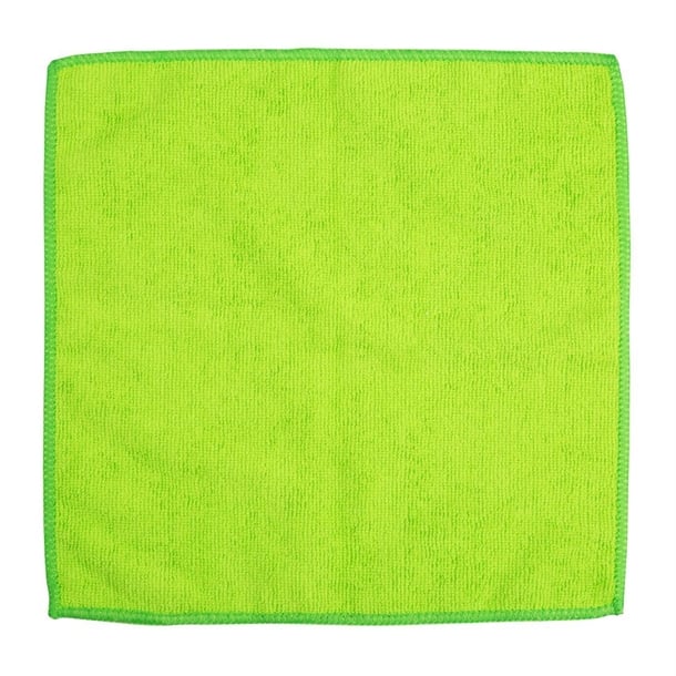 Green microfiber cloth on a white background