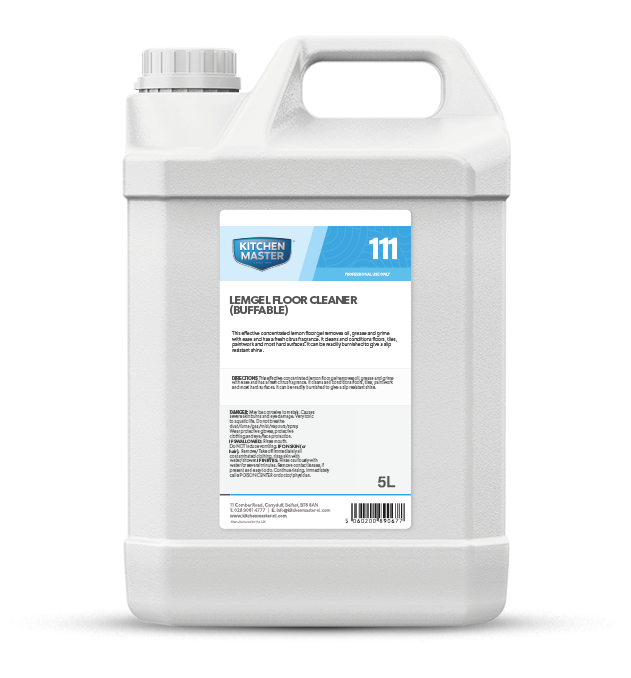 5L container of Kitchen Master floor cleaner on a white background
