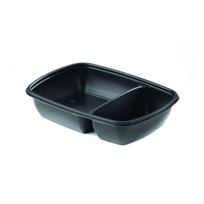 sabert-black-2compartment-rectangular-microwave-container-900ml-23x17cm-300pk