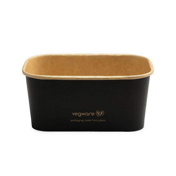 black and brown vegware food container