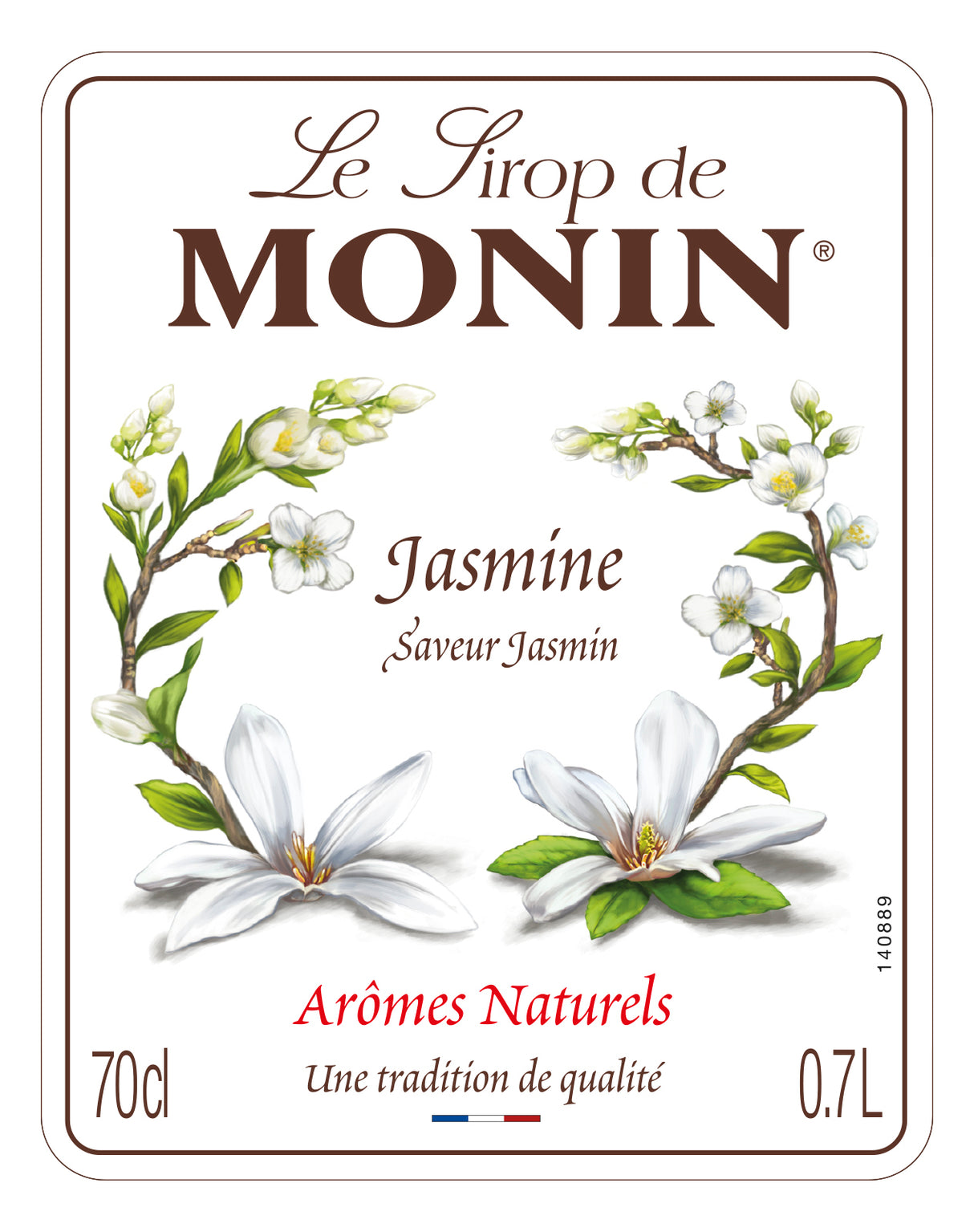 label for a monin syrup jasmine bottle