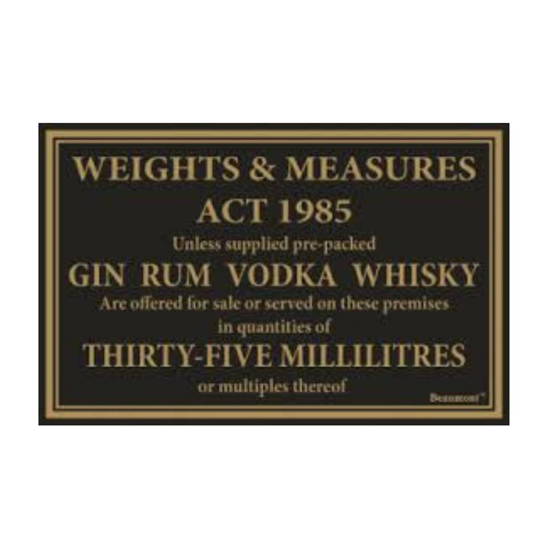 35ml Weights & Measures Law Sign