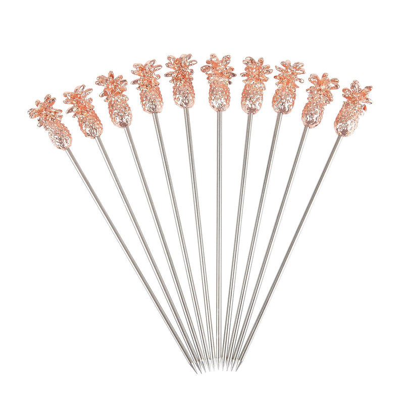 Copper Plated Pineapple Cocktail Garnish Picks 10 pack