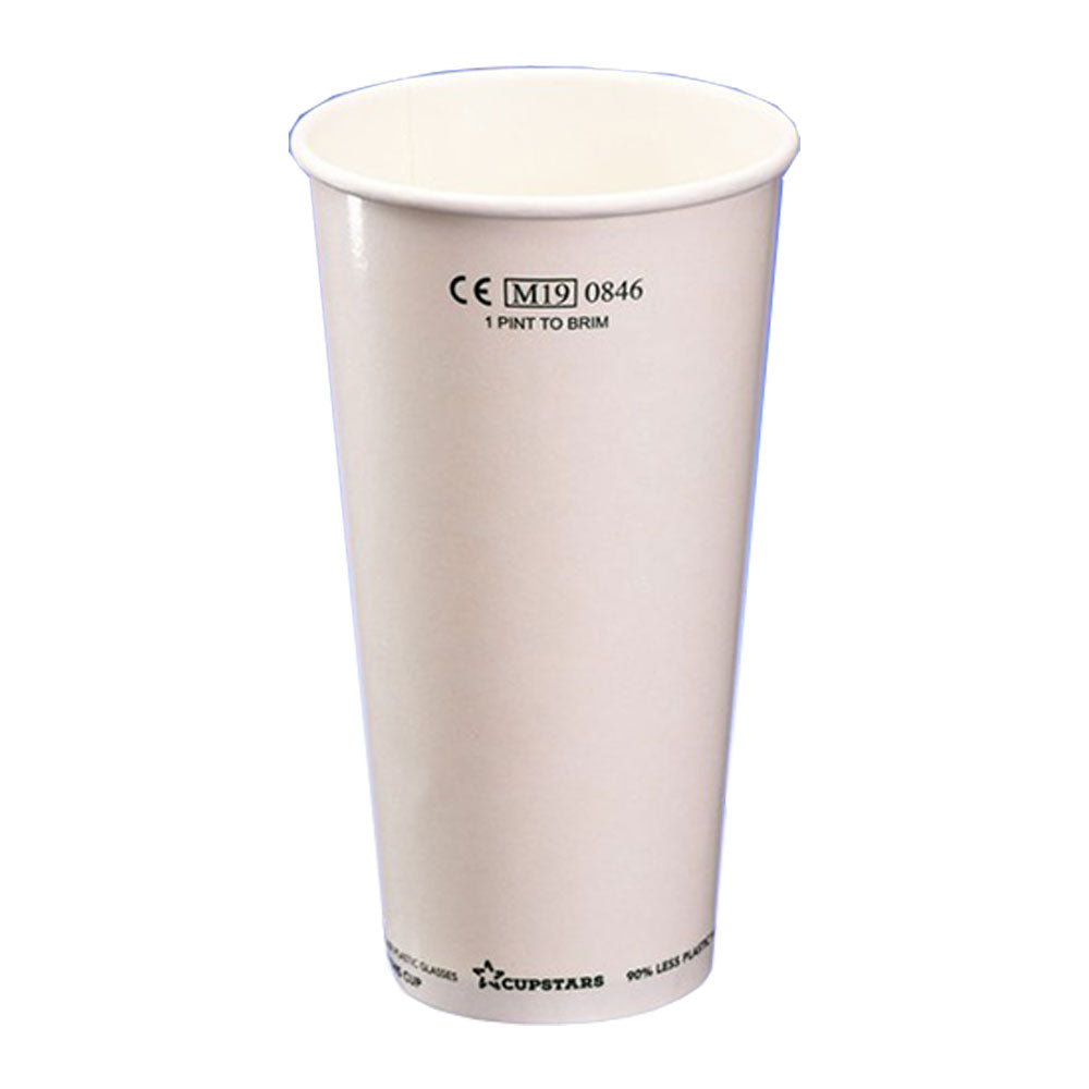 Recyclable Paper Pint Cup - Pint-to-Rim - CE Marked - 1000pk
