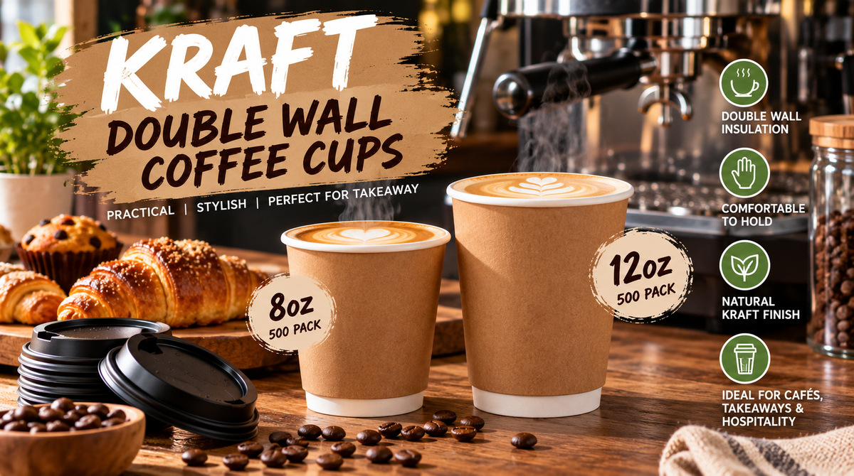 Kraft Double Wall Coffee Cups: The Perfect 8oz & 12oz Takeaway Cups for Your Business