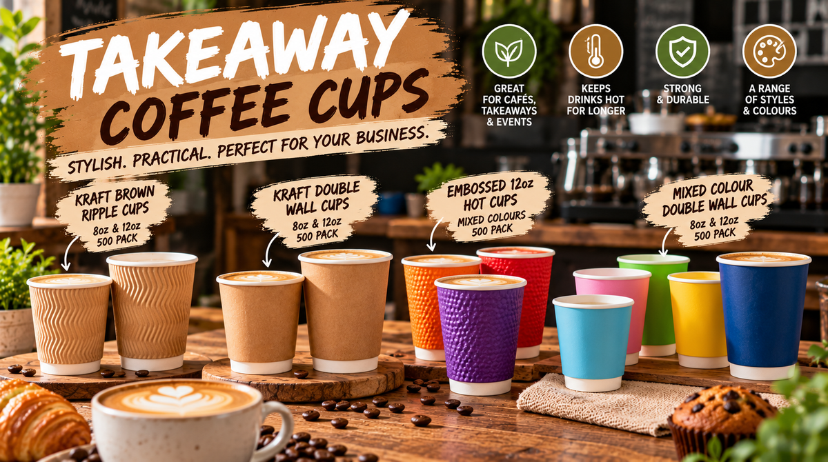 Takeaway Coffee Cups: Discover Kraft Ripple, Double Wall & Colourful Hot Cups at Love Tiki