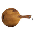 A round wooden presentation board with a handle and the brand name 'Zodiac' inscribed on the bottom edge.