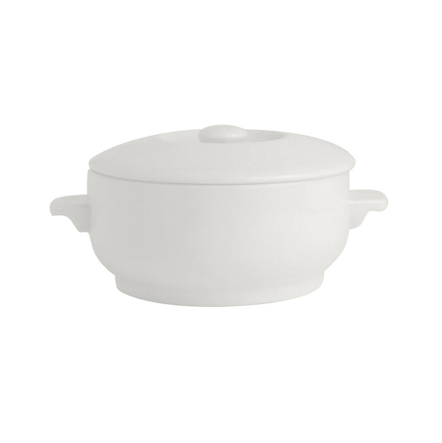 Simplicity White Casserole Bowl With Lid 42.5cl (15oz) - Pack 6