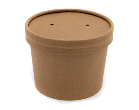 12oz Kraft Heavy Duty Soup Container & Paper Lid - 500pk