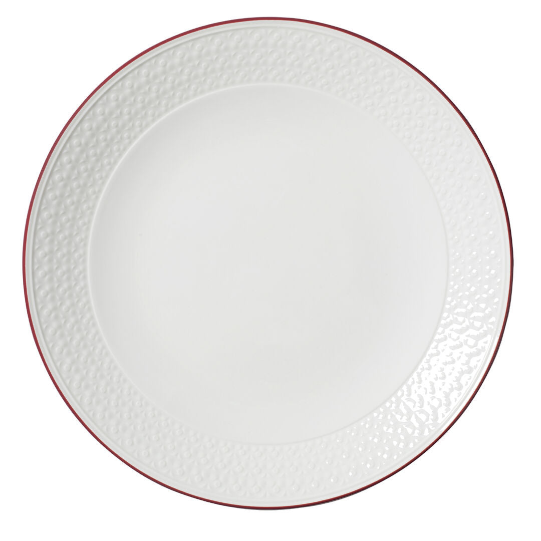 Bead Maroon Band Accent Coupe Plate 28.5cm (11 1/4") - Pack 6
