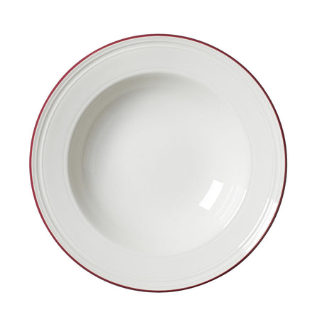 Bead Maroon Band Soup/Pasta Plate 24cm (9 1/2") - Pack 12