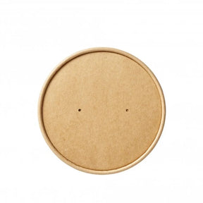 Round brown kraft cardboard lid on a white background