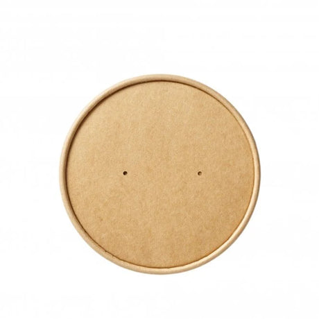 Round brown kraft cardboard lid on a white background