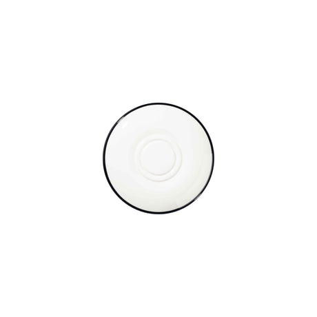 Modest Black Double Well Saucer 16cm / 6.25" - Pack 12