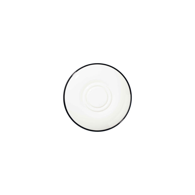 Modest Black Double Well Saucer 16cm / 6.25" - Pack 12