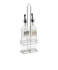Square Glass Oil & Vinegar With Chrome Stand