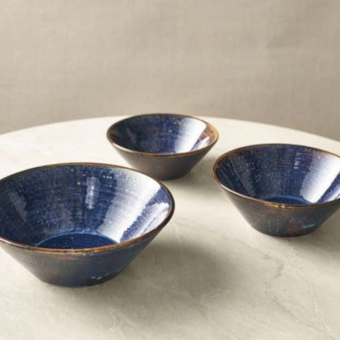 Terra Porcelain Aqua Blue Conical Bowl 16cm- Pack 6