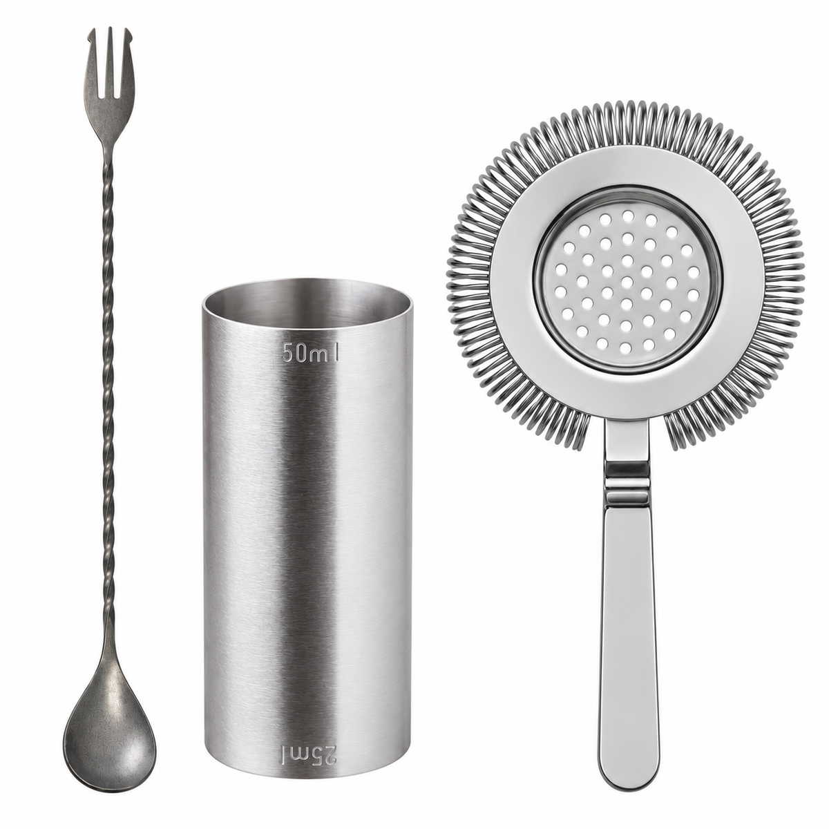 3-Piece Stainless Steel Cocktail Bar Tool Set