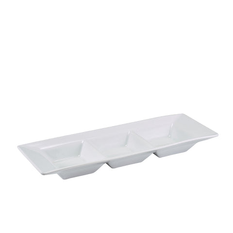 GenWare Porcelain Triple Dish 25.4 x 9cm/ 10 x 3.5"