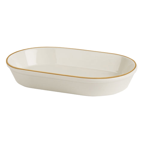 Line Gold Band Oval Salad Dish 16cm