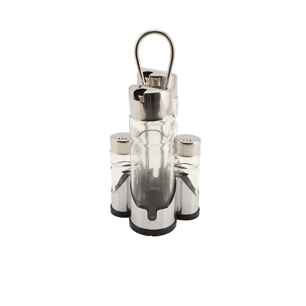 Genware Oil  Vinegar & Cruet Set with Stand