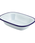 Enamel Rect. Pie Dish White & Blue 20cm