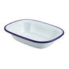 Enamel Rect. Pie Dish White & Blue 20cm