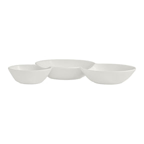 White Album 3 Compartment Gourmet Sauce Dish 18 x 2.5cm 20cl (7 1/8 x 1" 7oz) - Pack 12